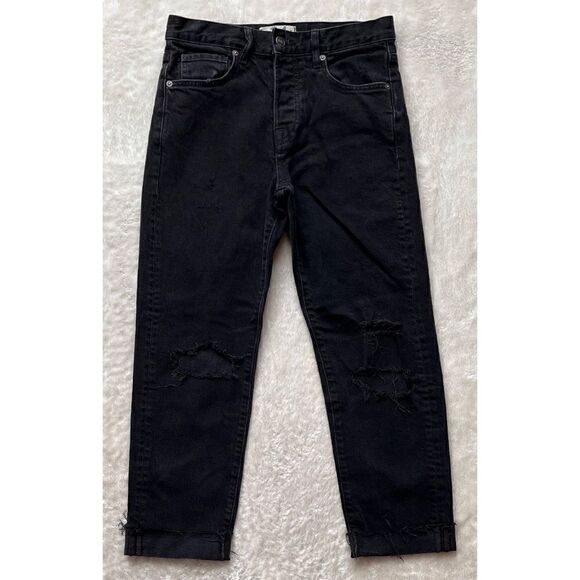 Free People × We The Free Bren Boyfriend Destroyed Jean in Black Magic, Size 24 - Picture 14 of 16
